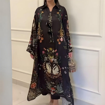 LunaFlow™ Printed V-Neck Maxi Dress