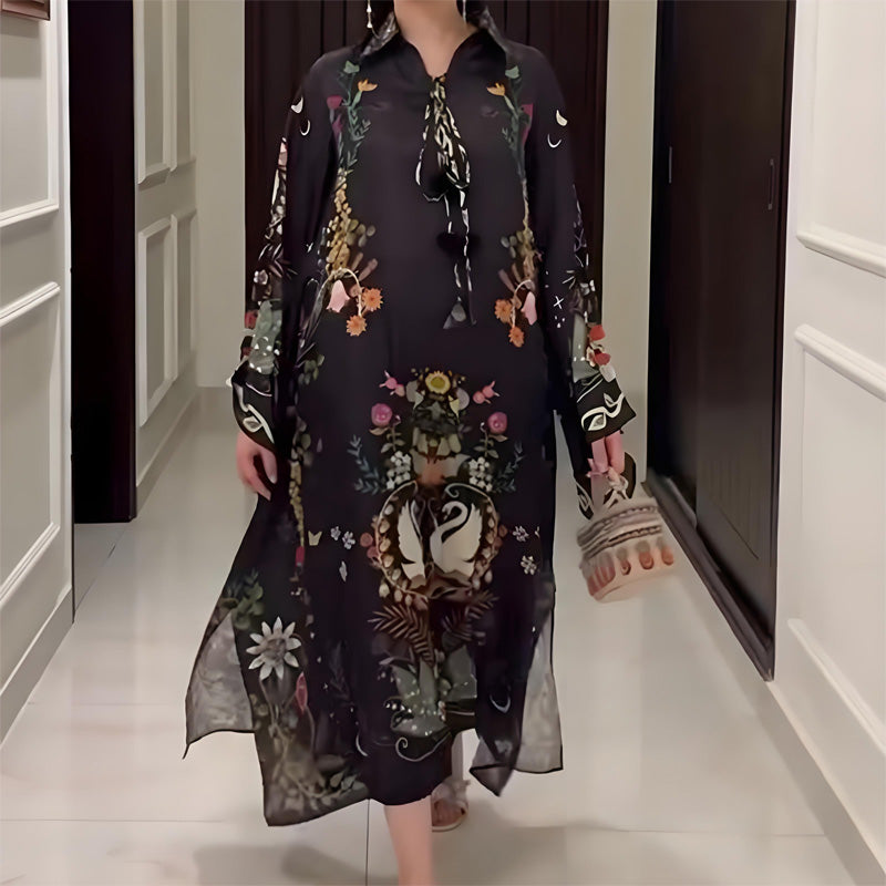 LunaFlow™ Printed V-Neck Maxi Dress
