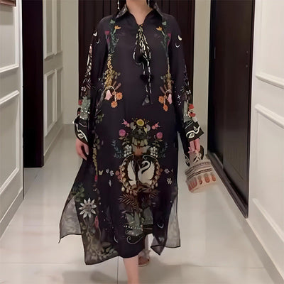 LunaFlow™ Printed V-Neck Maxi Dress