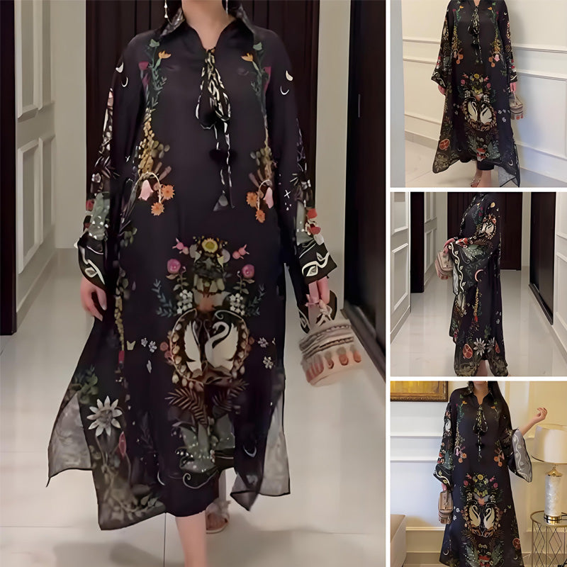 LunaFlow™ Printed V-Neck Maxi Dress