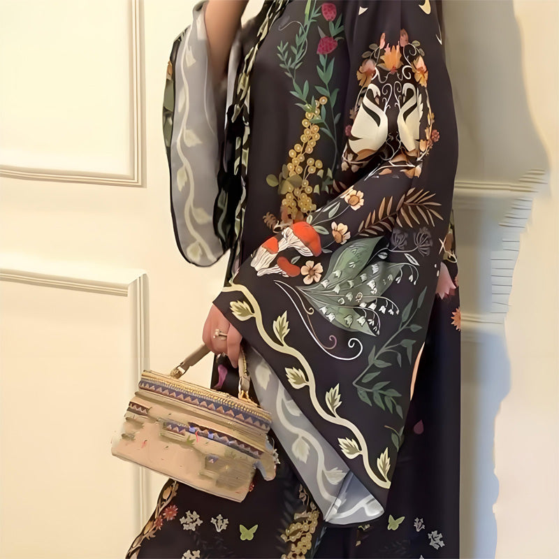 LunaFlow™ Printed V-Neck Maxi Dress