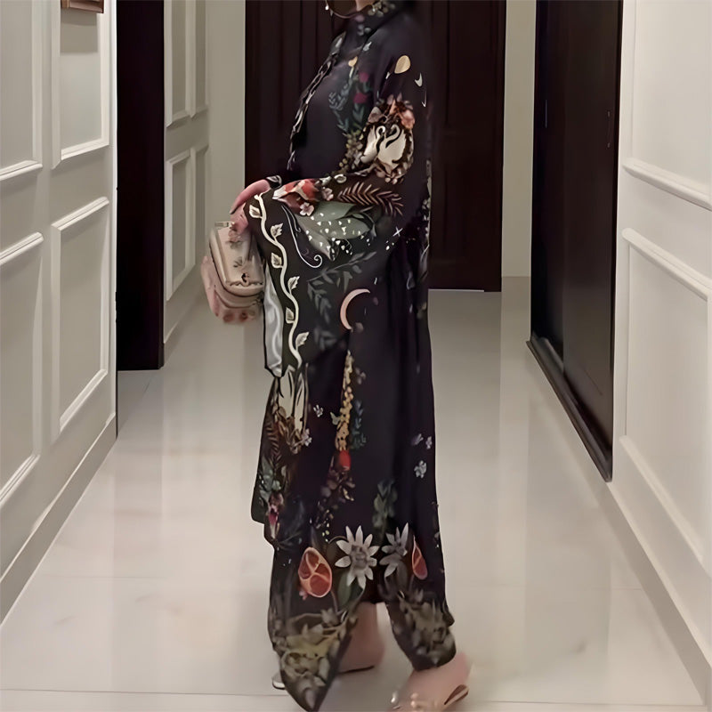 LunaFlow™ Printed V-Neck Maxi Dress