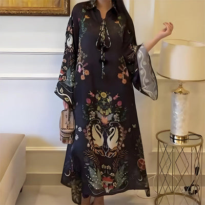 LunaFlow™ Printed V-Neck Maxi Dress