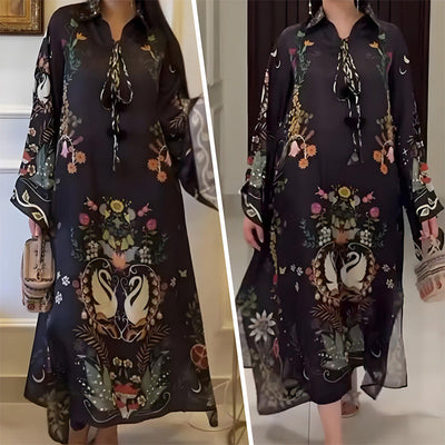 LunaFlow™ Printed V-Neck Maxi Dress
