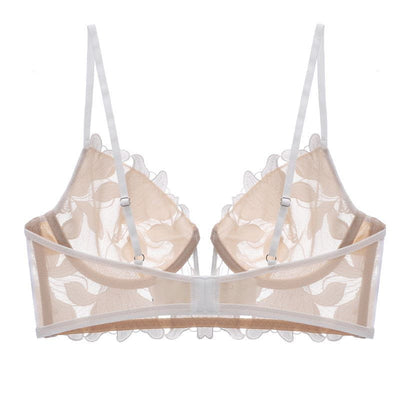 Darcy - Lace Embroidery Deep V Bra And Panty Set